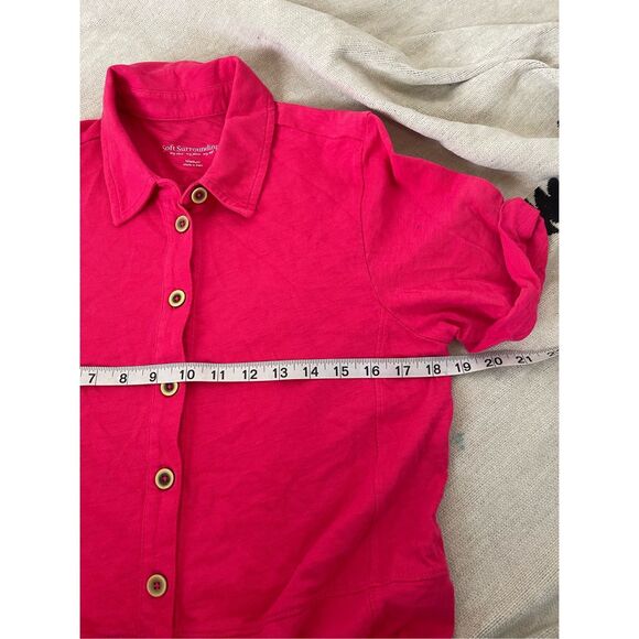 SOFT SURROUNDINGS Pink Button Front Cotton Shirt‎ Dress Sz Medium Short Sleeve - Picture 5 of 7